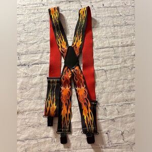 HOLDUP SUSPENDER COMPANY FAMES ORANGE/BLACK WIDE ADJUSTABLE SUSPENDERS O/S